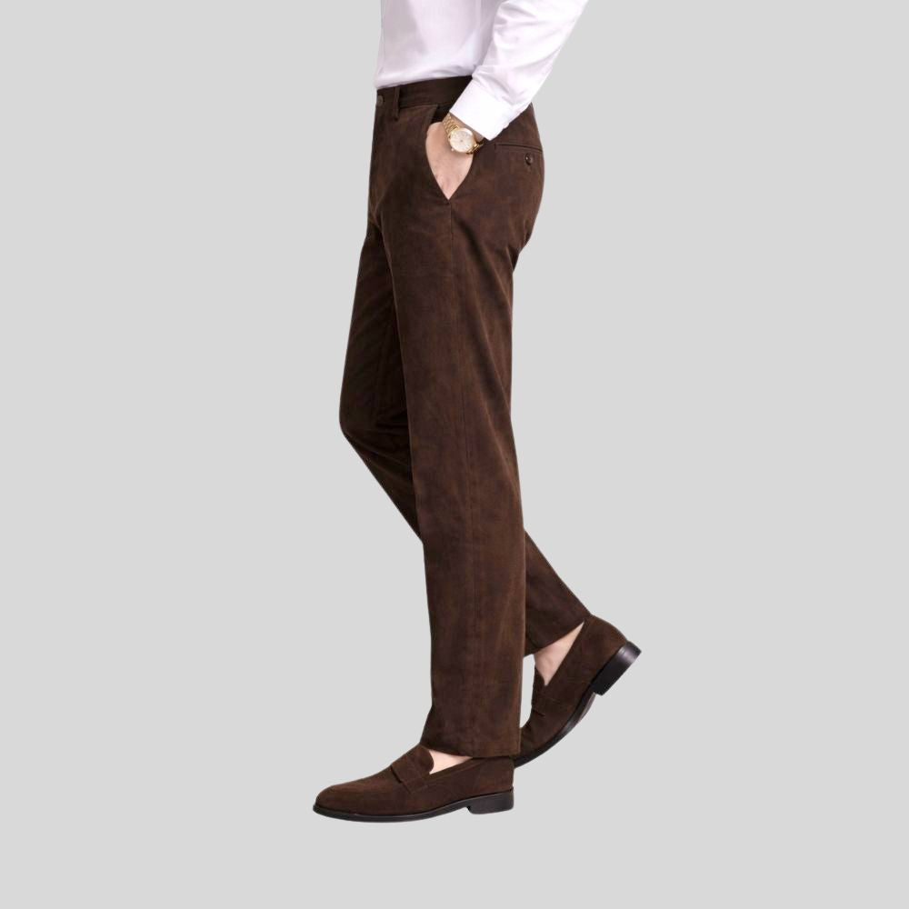 Herren Dunkelbraune Goatsuede Hose – Slim Fit Ravello