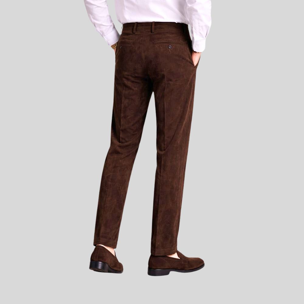 Herren Dunkelbraune Goatsuede Hose – Slim Fit Ravello