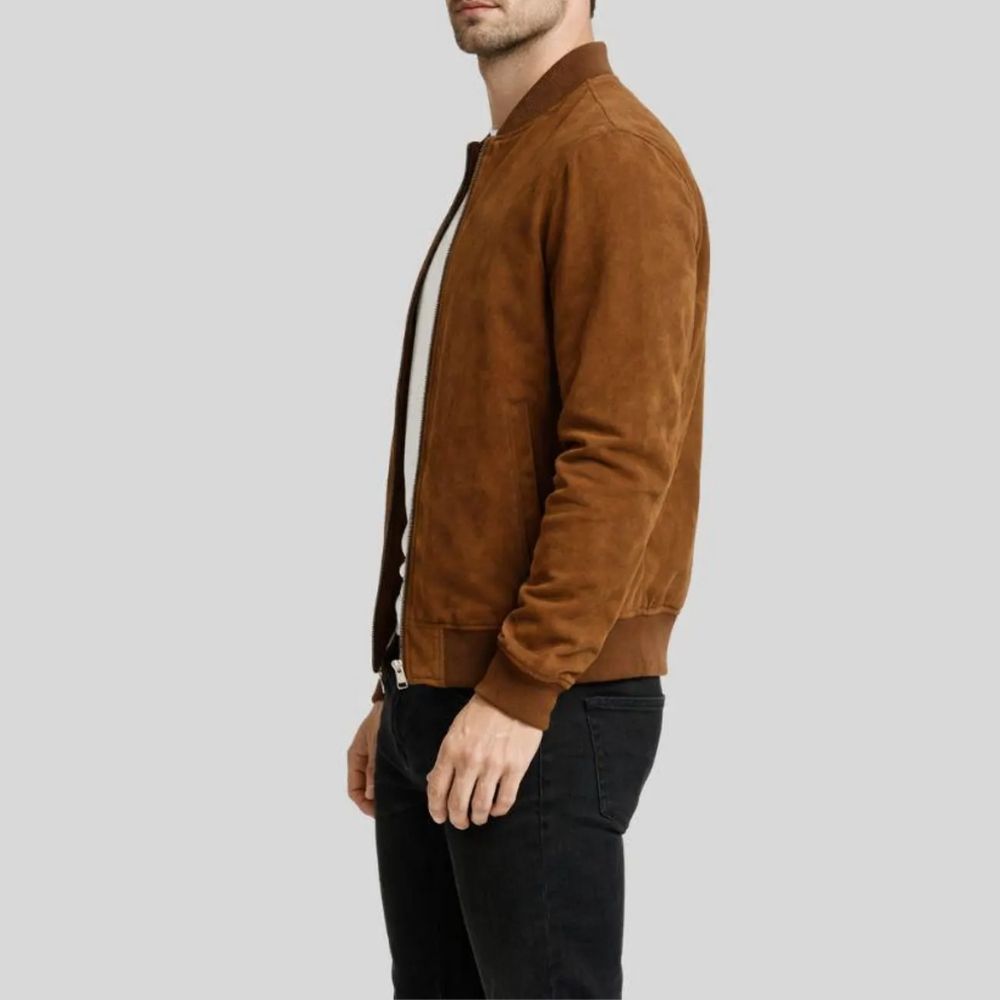 Herren Bomberjacke Wildleder Braun