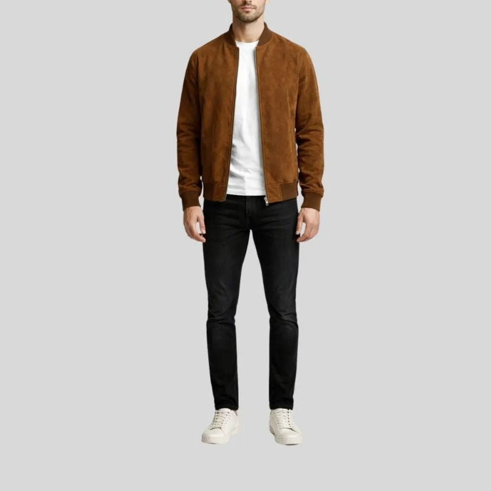 Herren Bomberjacke Wildleder Braun