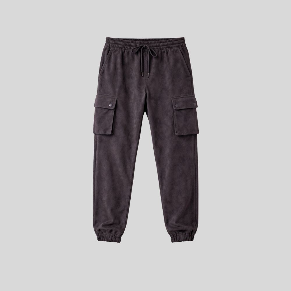 Herren Graue Goatsuede Cargo Jogger Hose – Relaxed Fit Urban Drift