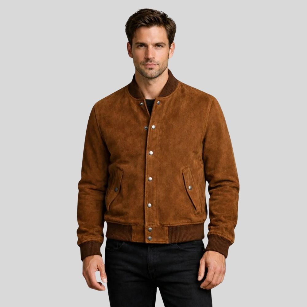 Herren Bomberjacke aus Wildleder Cognac