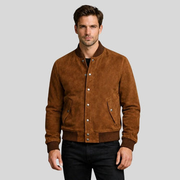 Herren Bomberjacke aus Wildleder Cognac