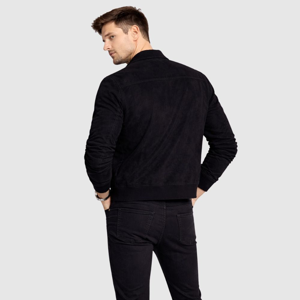 Blouson Wildleder Schwarz Slim Fit