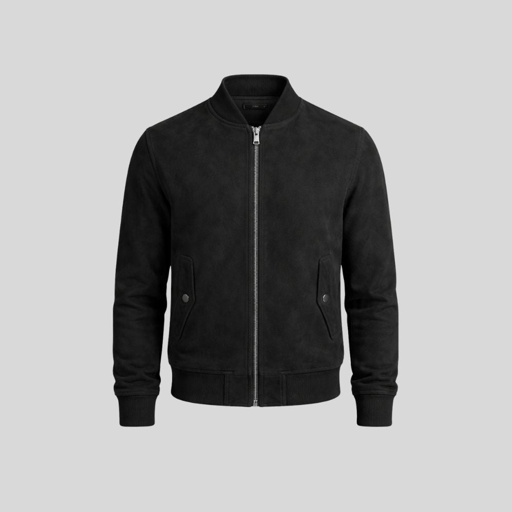 Herren Bomberjacke aus Wildleder Schwarz