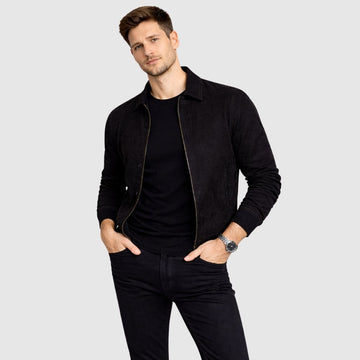 Blouson Wildleder Schwarz Slim Fit