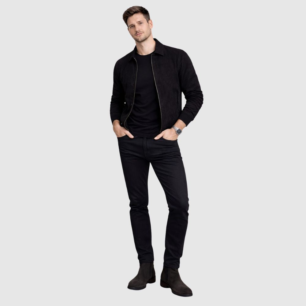 Blouson Wildleder Schwarz Slim Fit