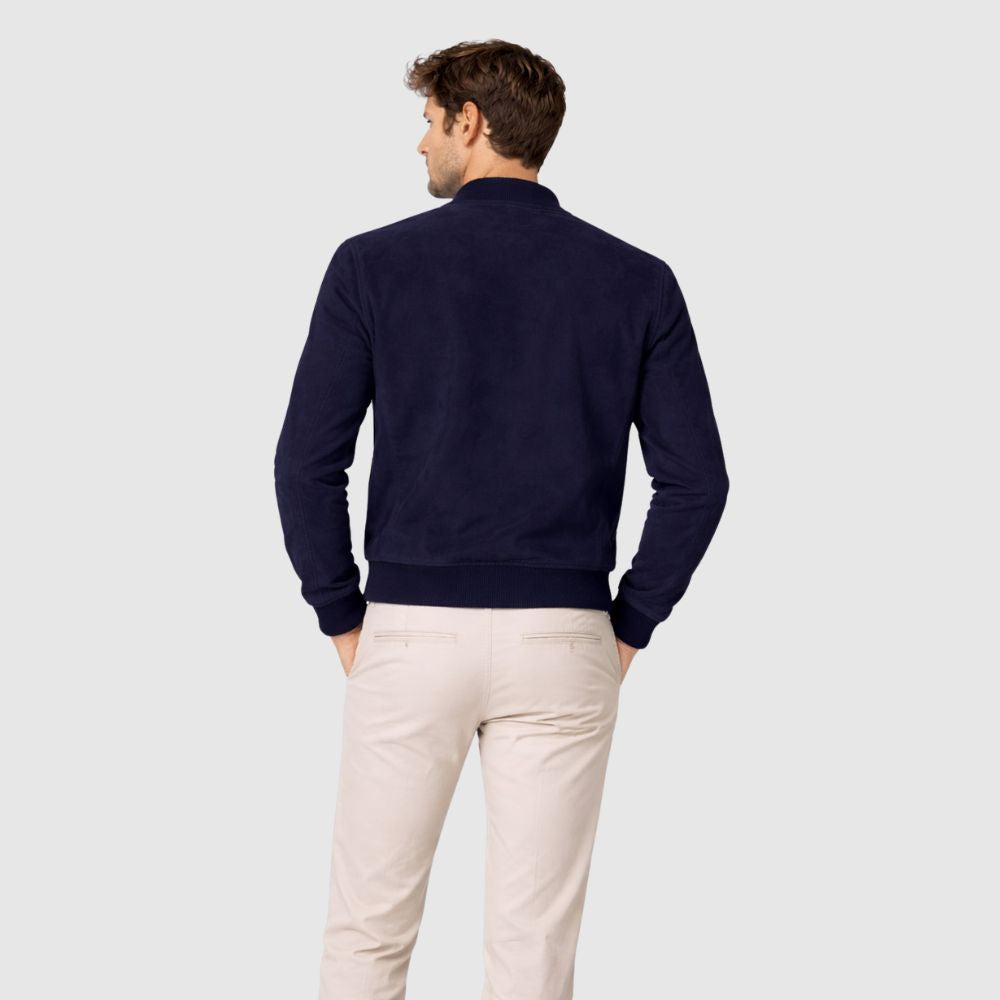 Bomberjacke Wildleder Navy Slim Fit