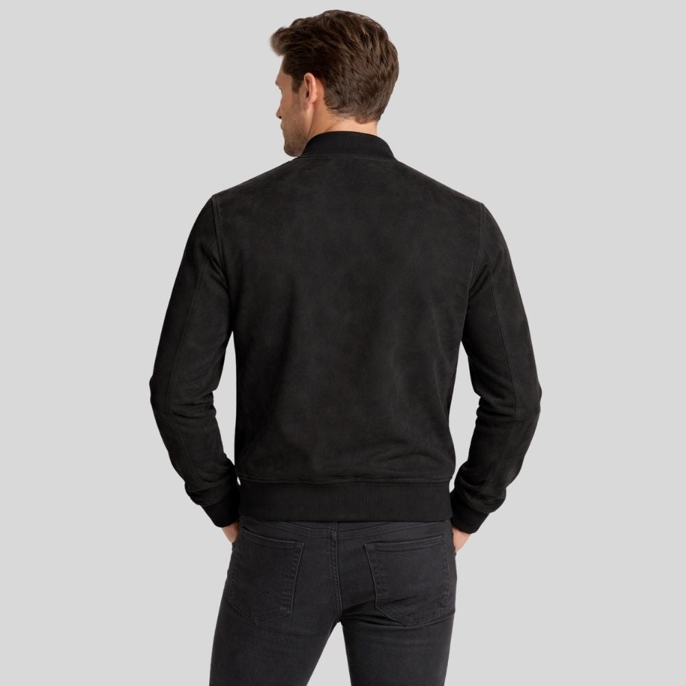 Herren Bomberjacke aus Wildleder Schwarz