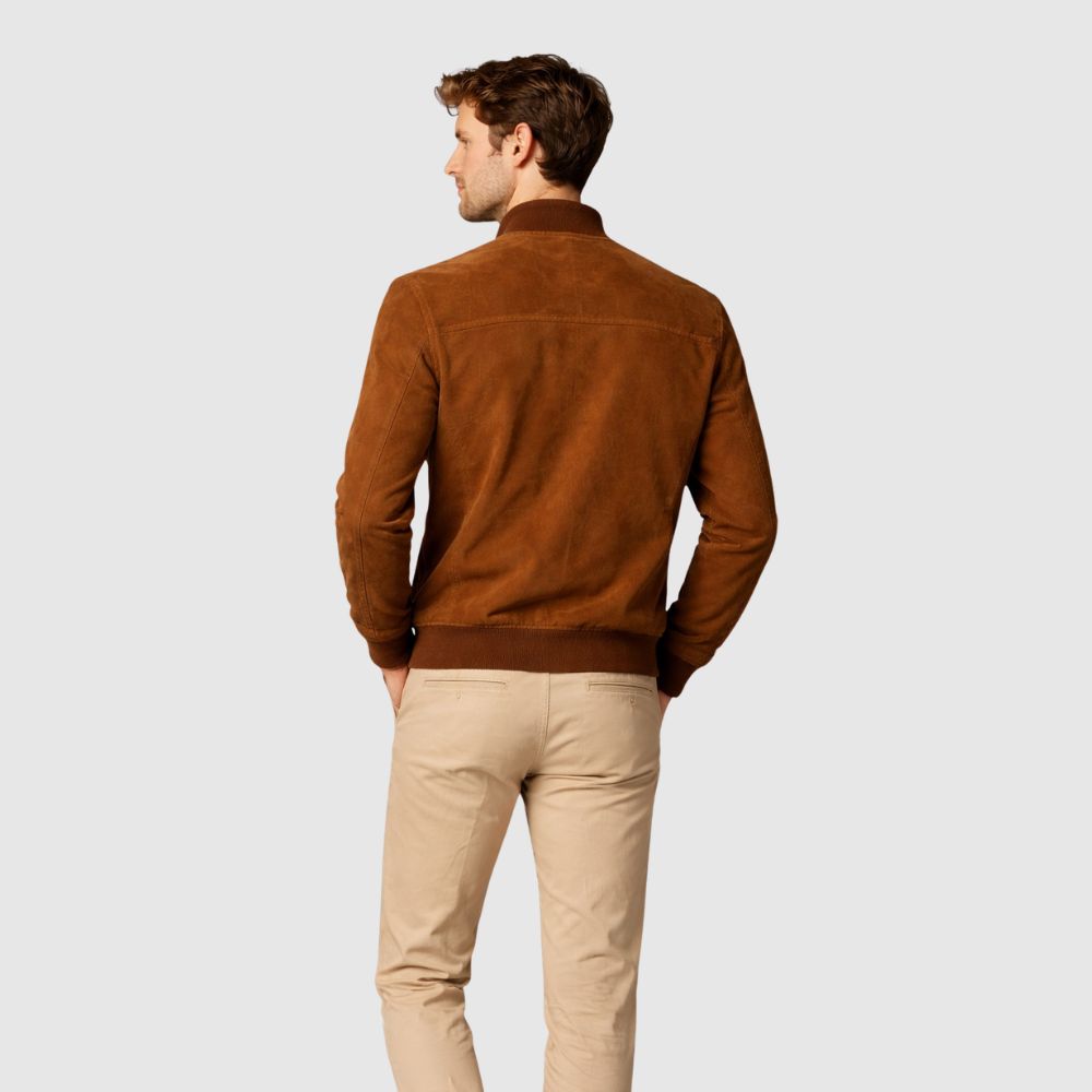 Bomberjacke Wildleder Cognac Slim Fit