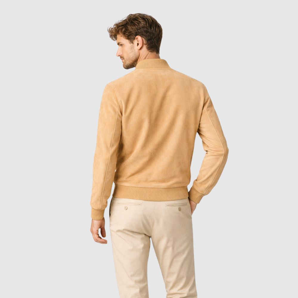 Herren Bomberjacke aus Wildleder Beige