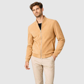 Herren Bomberjacke aus Wildleder Beige