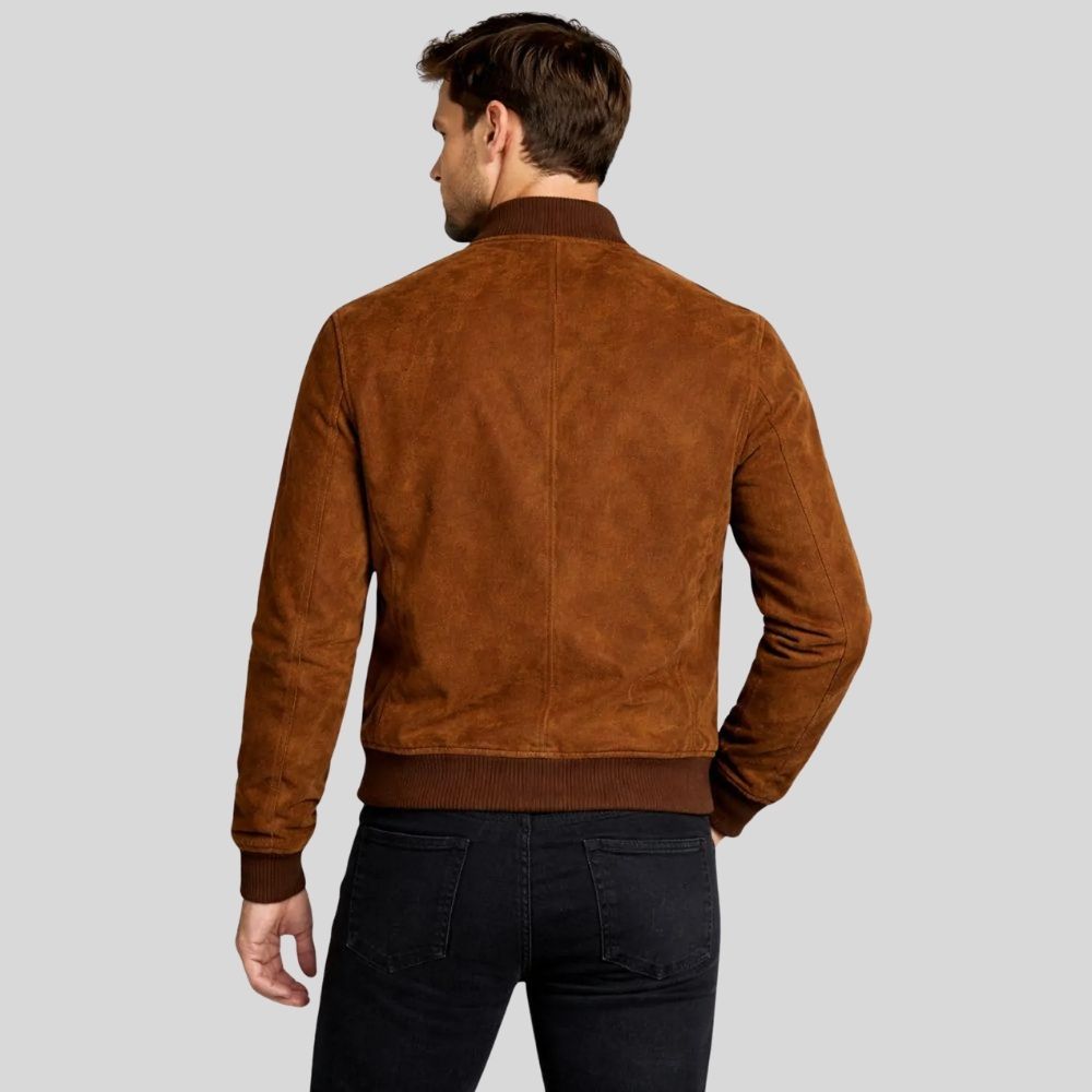 Herren Bomberjacke aus Wildleder Cognac