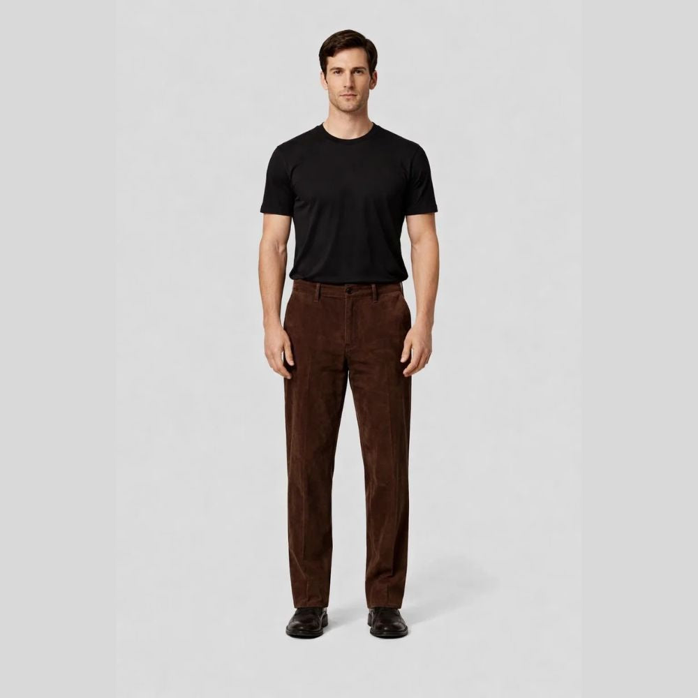 Herren Goatsuede Hose Dunkelbraun – Straight Fit Wildlederhose