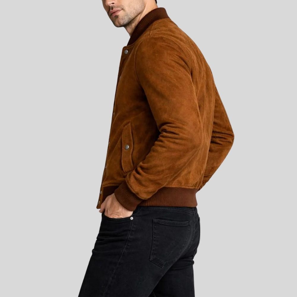 Herren Bomberjacke aus Wildleder Cognac