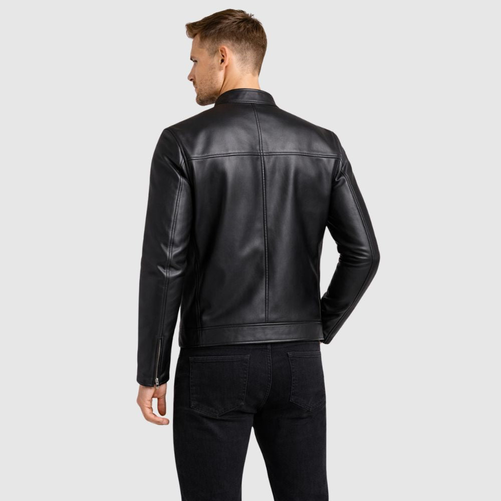 Herren Leder Bomberjacke Schwarz – Modern Slim Fit