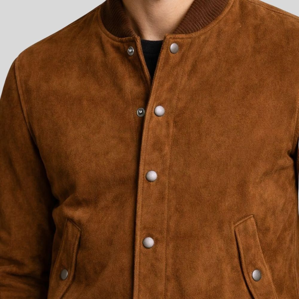 Herren Bomberjacke aus Wildleder Cognac