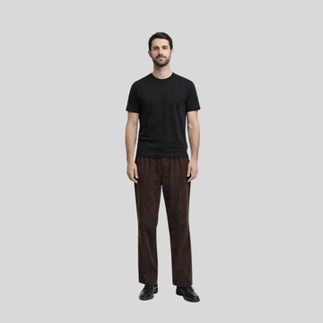 Herren Goatsuede Hose Schokoladenbraun – Relaxed Straight Fit Wildlederhose