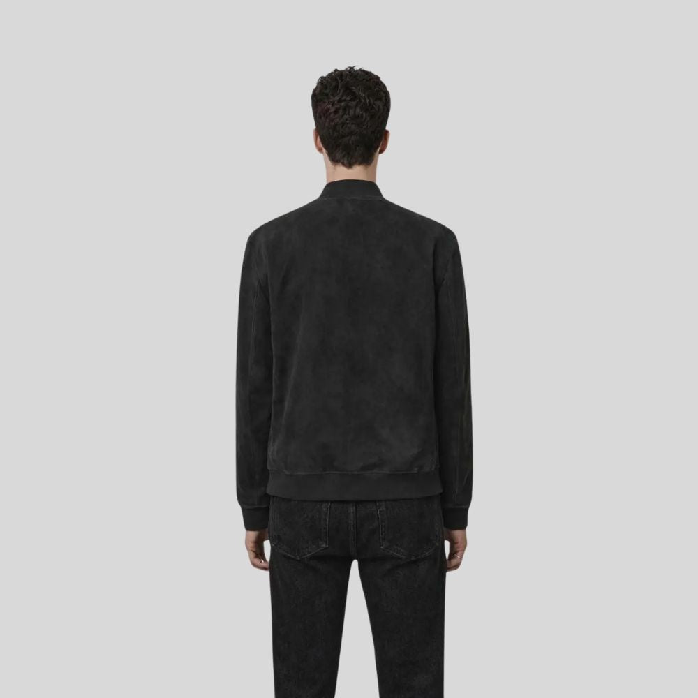 Herren Bomberjacke Wildleder Schwarz