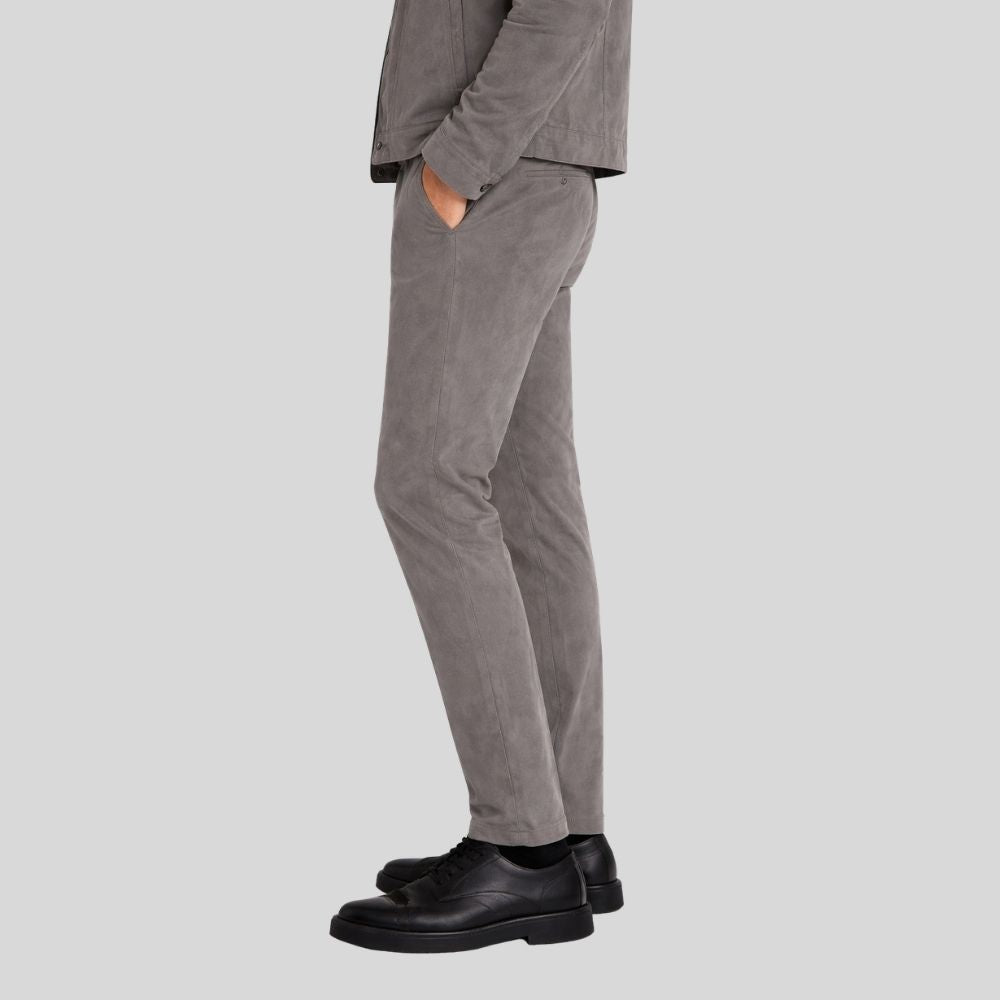 Herren Goatsuede Hose Grau Modern Fit Elegant – SilvoCore