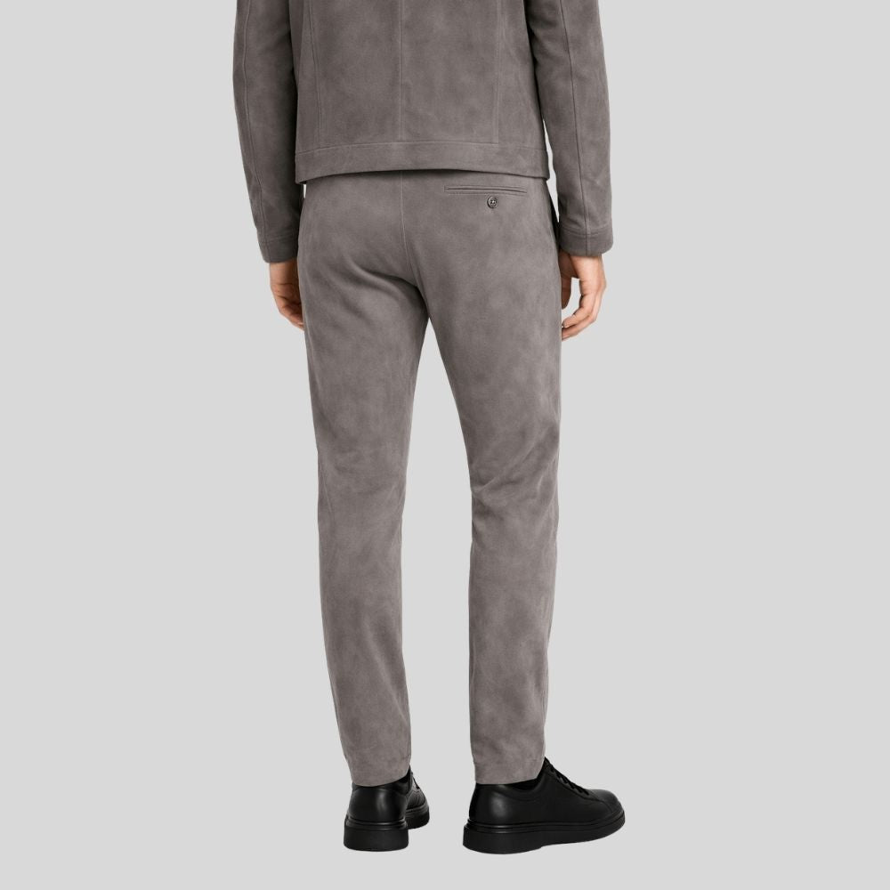 Herren Goatsuede Hose Grau Modern Fit Elegant – SilvoCore