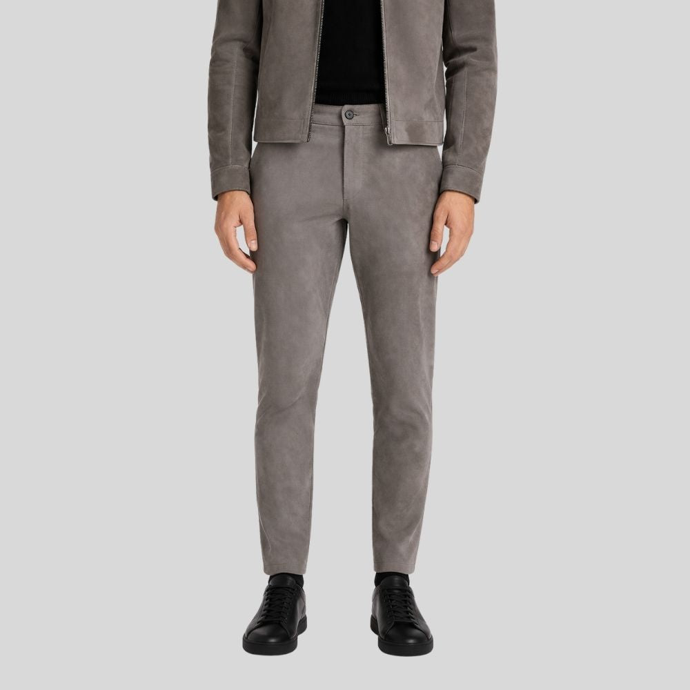 Herren Goatsuede Hose Grau Modern Fit Elegant – SilvoCore
