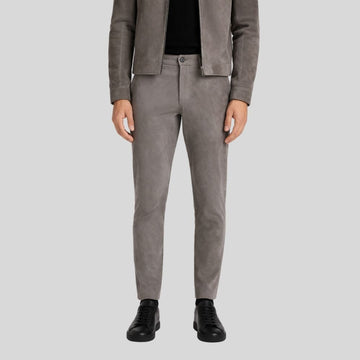 Herren Goatsuede Hose Grau Modern Fit Elegant – SilvoCore
