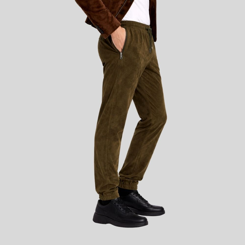 Herren Goatsuede Jogger Hose olivgrün Relaxed Fit – Urban Drift