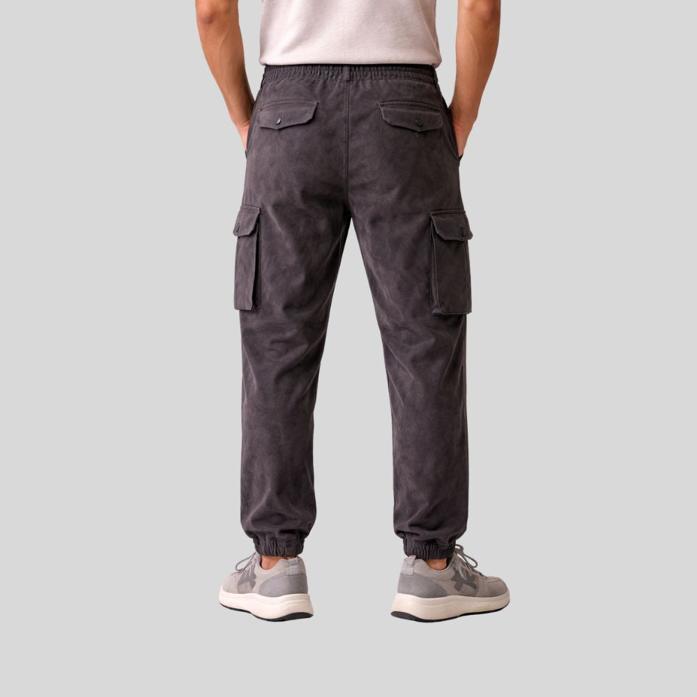 Herren Graue Goatsuede Cargo Jogger Hose – Relaxed Fit Urban Drift