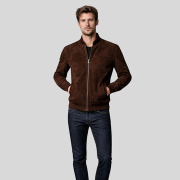 Herren Bomberjacke Wildleder Dunkelbraun