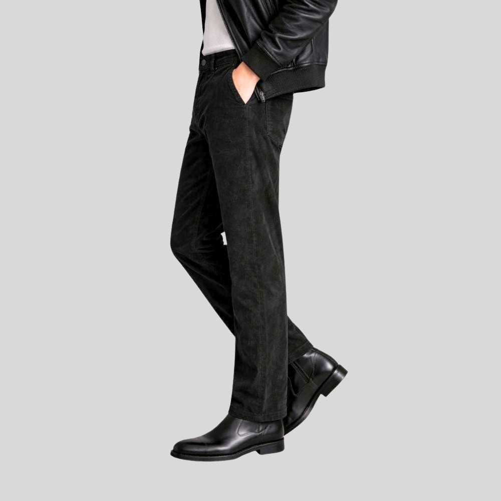 Herren Schwarze Goatsuede Hose Slim Fit – Ravello