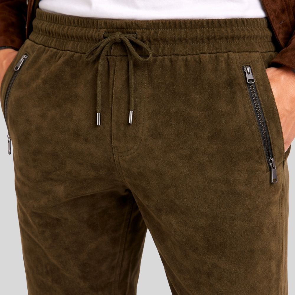 Herren Goatsuede Jogger Hose olivgrün Relaxed Fit – Urban Drift