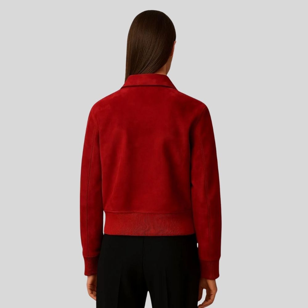 Damen Goatsuede Jacke Rot Classic Fit Elegant – ScarletForm