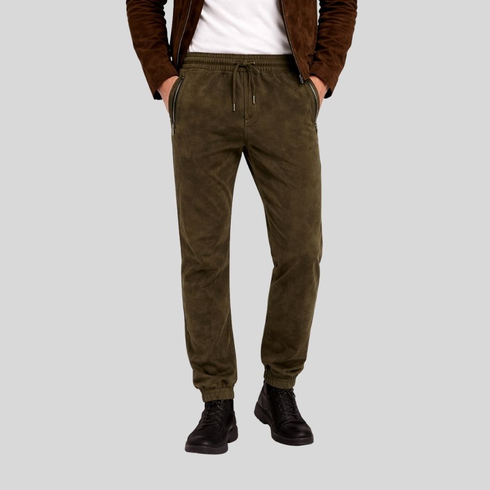 Herren Goatsuede Jogger Hose olivgrün Relaxed Fit – Urban Drift