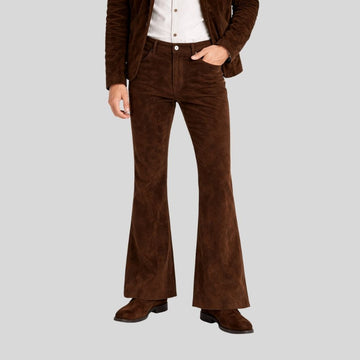 Herren Goat Suede Schlaghose Dunkelbraun Retro Fit – Vintage Arc