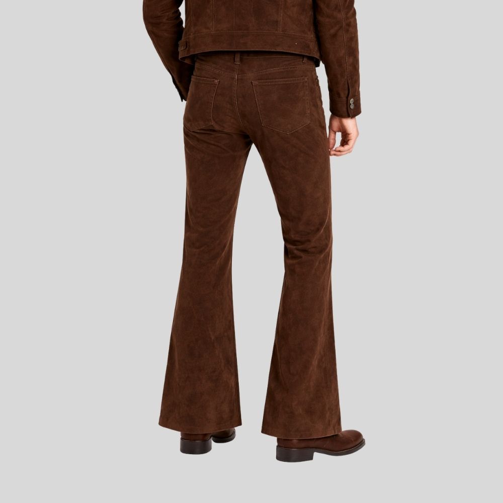 Herren Goat Suede Schlaghose Dunkelbraun Retro Fit – Vintage Arc