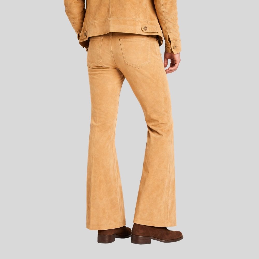 Herren Goatsuede Schlaghose Kamel Retro Fit Elegant – Sandflare