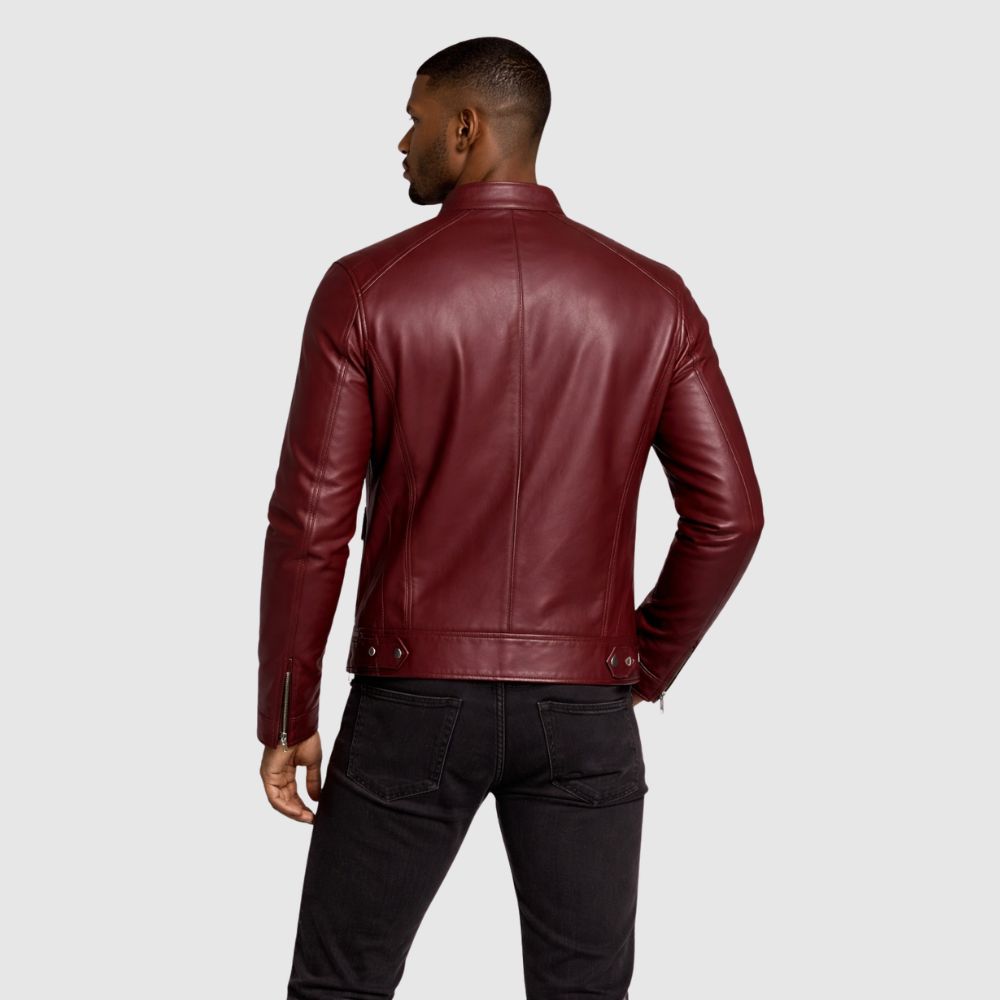 Herren Schaffell Lederjacke Rot – Slim Fit Bomber