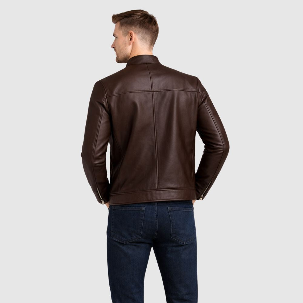 Herren Schaffell Lederjacke Braun – Slim Fit Bomber