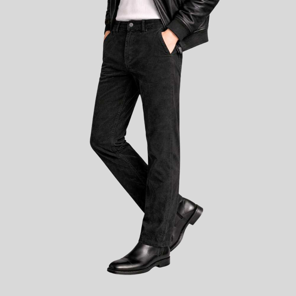 Herren Schwarze Goatsuede Hose Slim Fit – Ravello