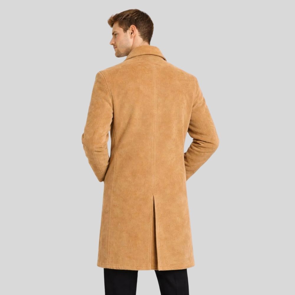 Herren Wildledermantel Camel – Klassischer Langmantel