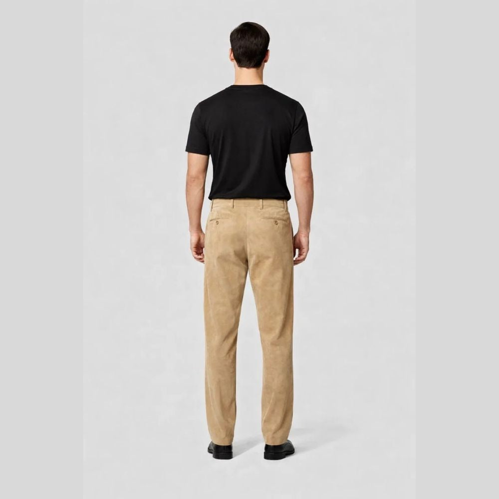 Herren Goatsuede Hose Beige – Straight Fit Wildlederhose