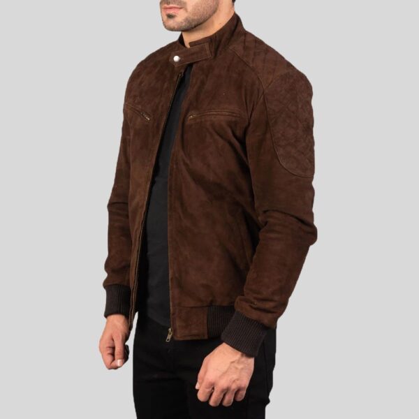 Braune Wildlederjacke Herren – Suede Bomberjacke mit Reißverschluss - Image 2