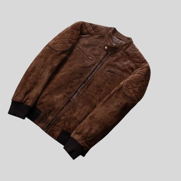 Braune Wildlederjacke Herren – Suede Bomberjacke mit Reißverschluss - Image 7