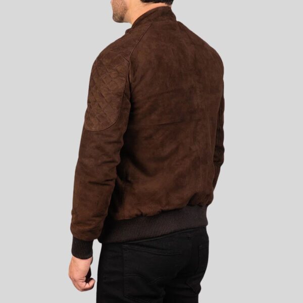 Braune Wildlederjacke Herren – Suede Bomberjacke mit Reißverschluss - Image 4