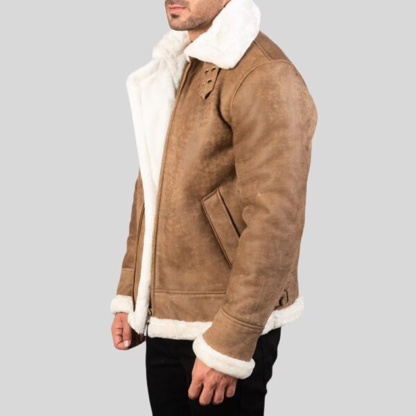 Lammfelljacke Herren Braun – Vintage Aviator Winterjacke aus Echtleder - Image 4