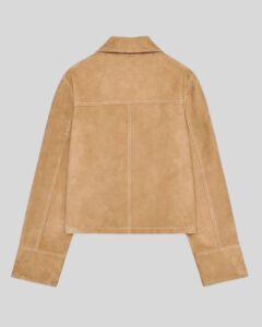 Damen beige Suede Kurzjacke Rückansicht