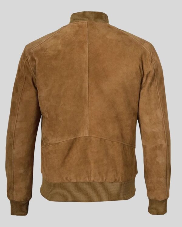 Herren Wildleder Bomberjacke – Klassische braune Suede Jacke mit Reißverschluss & Rippbündchen - Image 2