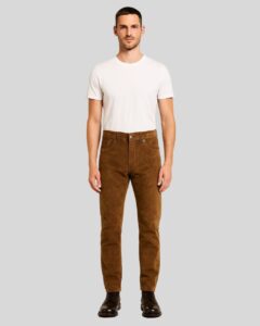 Herren braune Suede Hose Frontansicht