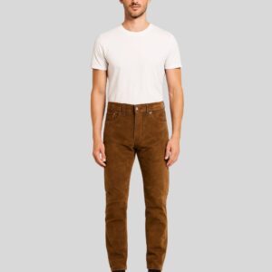 Herren braune Suede Hose Frontansicht